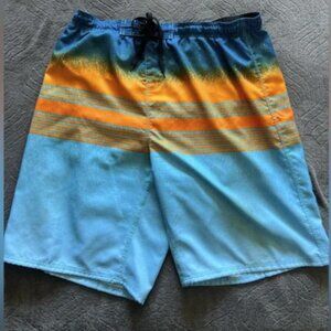 BurnSidE swim shorts Preowned size LARGE multicolor with drawstrings